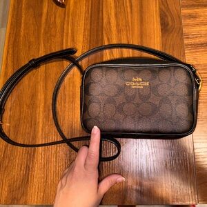 Coach Signature Brown and Black Crossbody Bag